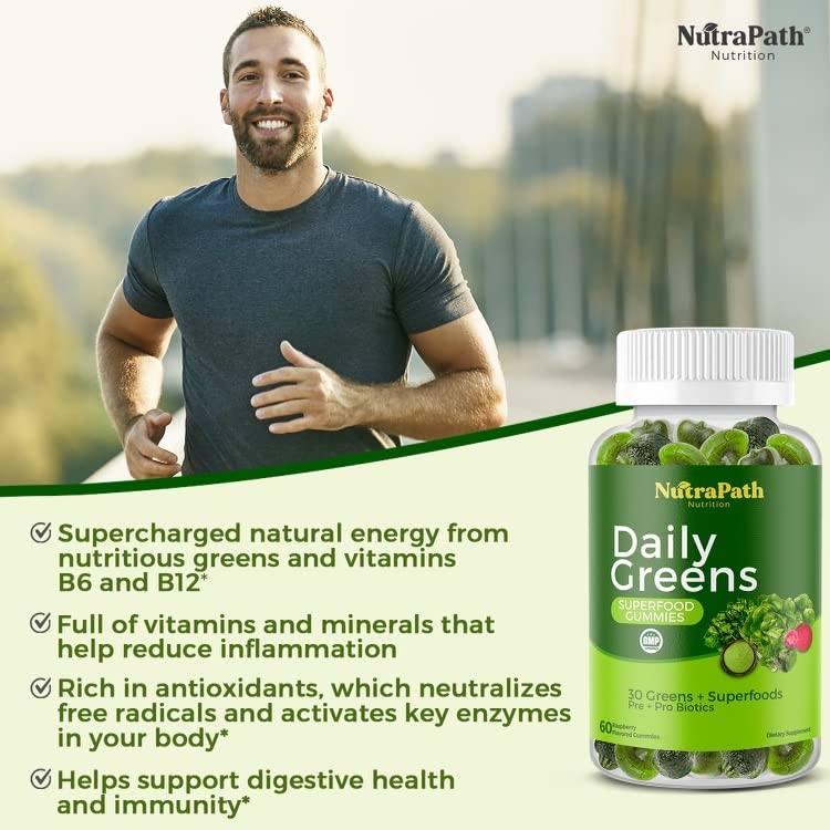 NutraPath Superfood Daily Greens Gummies 60 Count