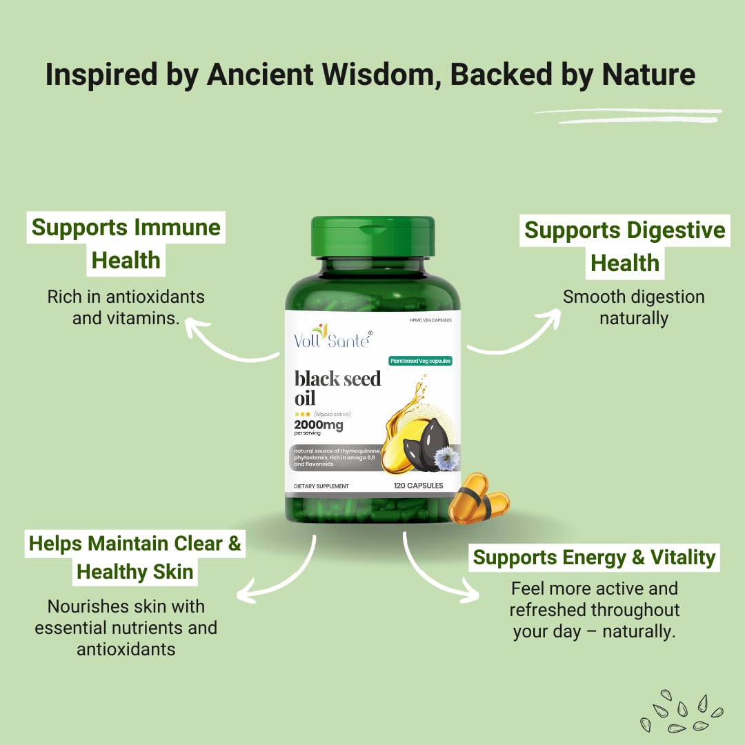 Voll Santé Black Seed/Nigella Sativa Seed Oil Capsules 120 Capsules