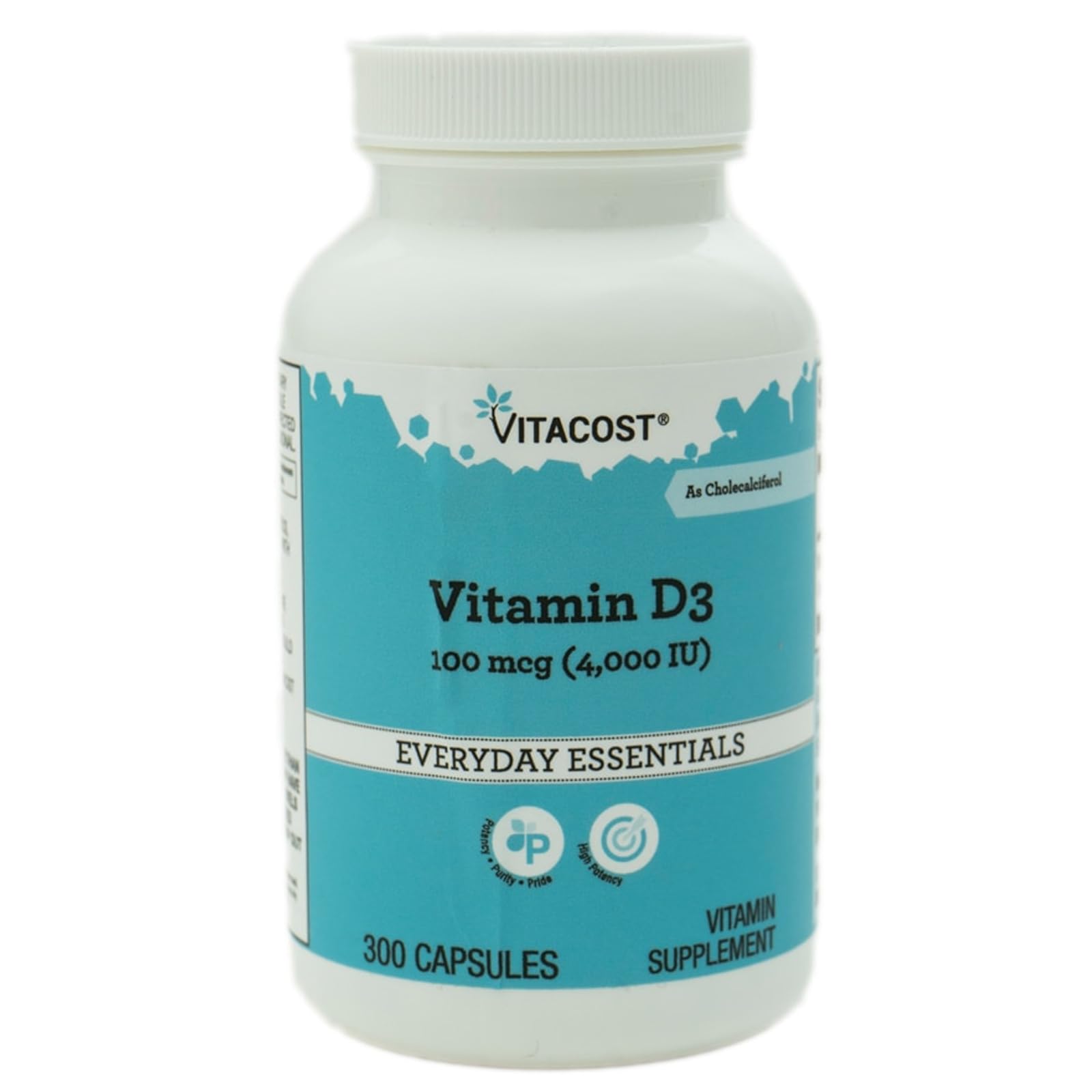 Vitacost Vitamin D3 100 mcg (4000 IU), Capsule, 300 Capsules