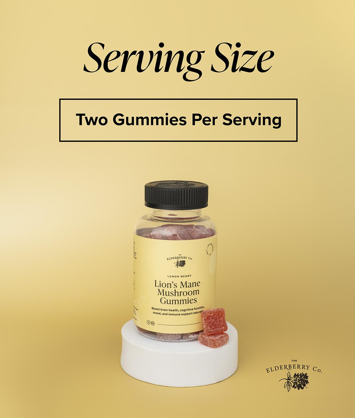 The Elderberry Co. Lion's Mane Mushroom Gummies, Lemon Berry Flavor, 60 Count