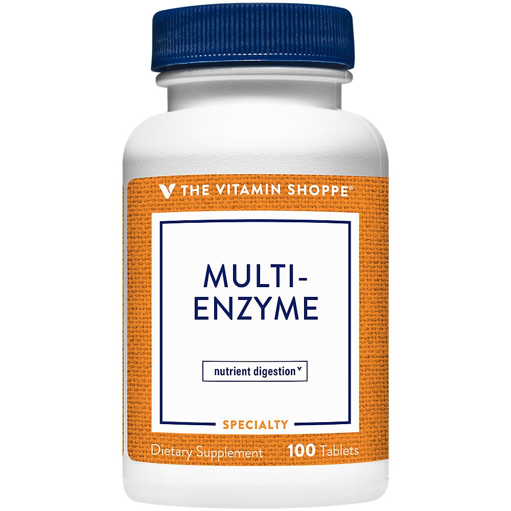 The Vitamin Shoppe Digestive Enzymes - Complete Multi-Enzyme Formula for Protein Fat Carb Digestion Plant-Based Tablets 100 Tablets