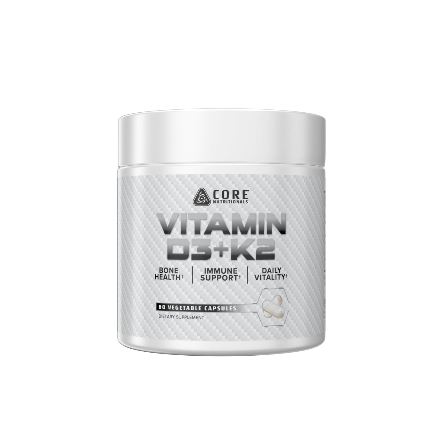 Core Nutritionals Vitamin D3 + K2 for Calcium Support 60 Capsules