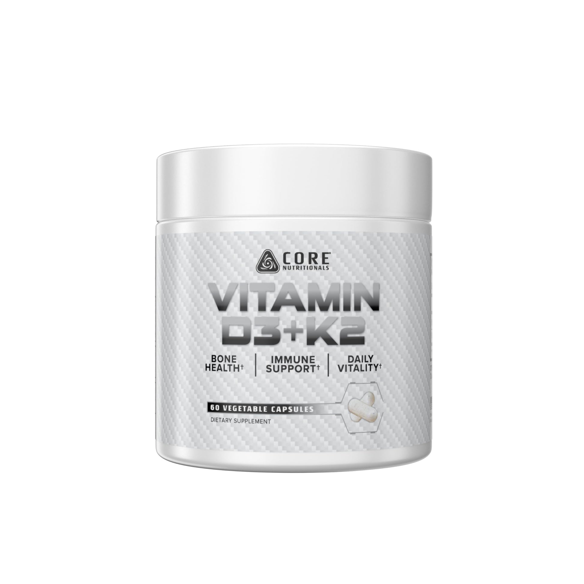Core Nutritionals Vitamin D3 + K2 for Calcium Support 60 Capsules