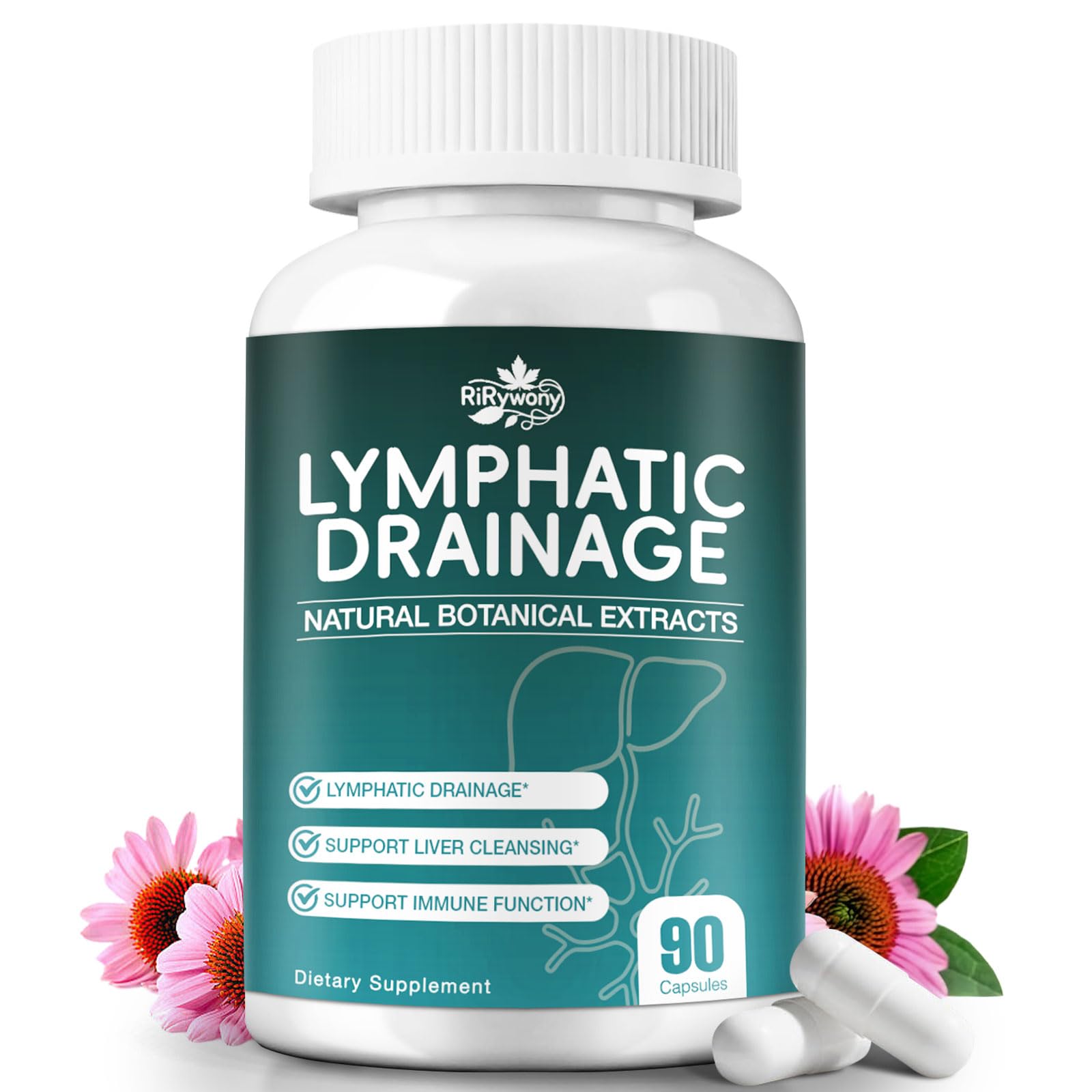 RiRywony Lymphatic Drainage and Liver Cleanse Detox Repair Capsules with Echinacea Softgel 1 Count