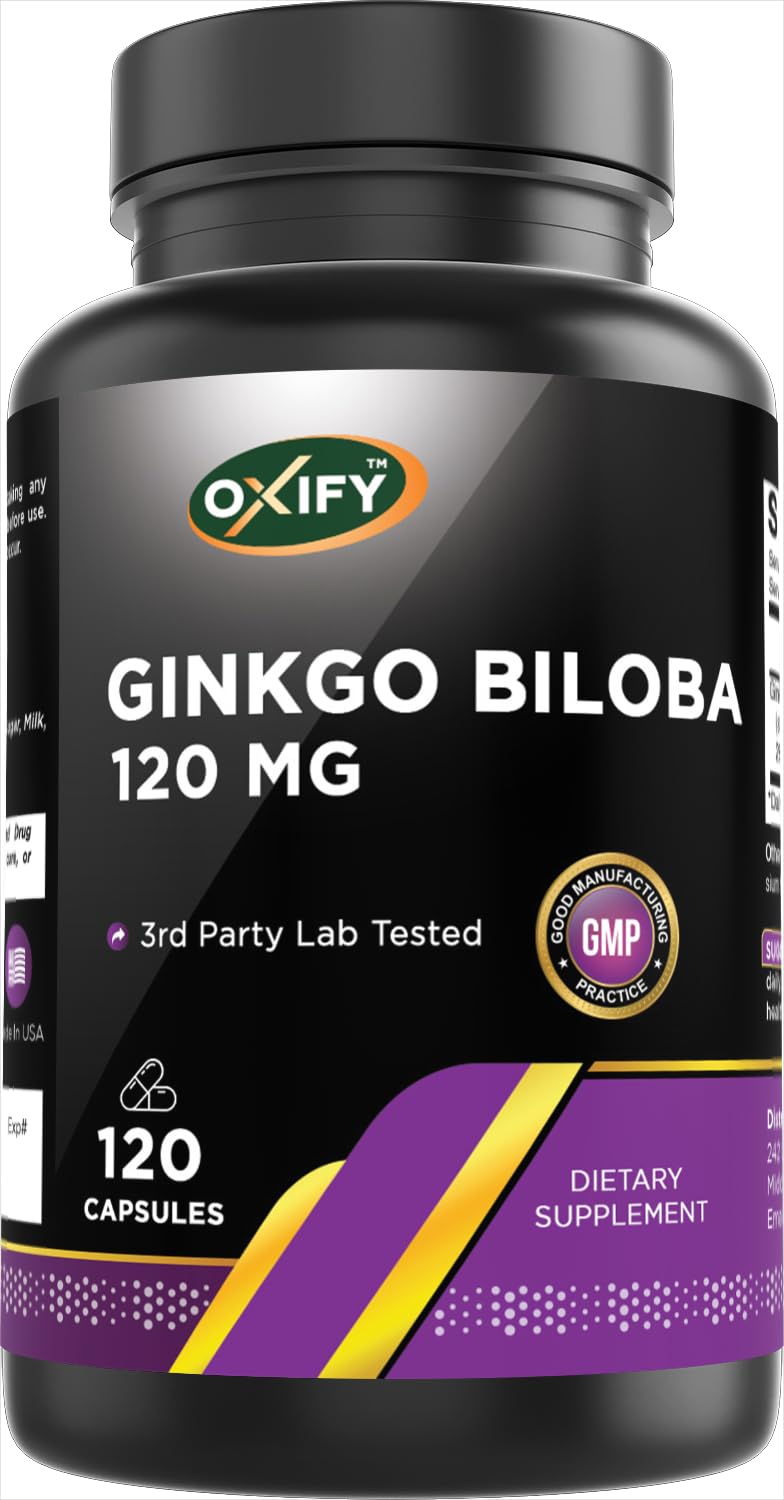 Oxify Ginkgo Biloba 120 mg Capsules, 120 Count