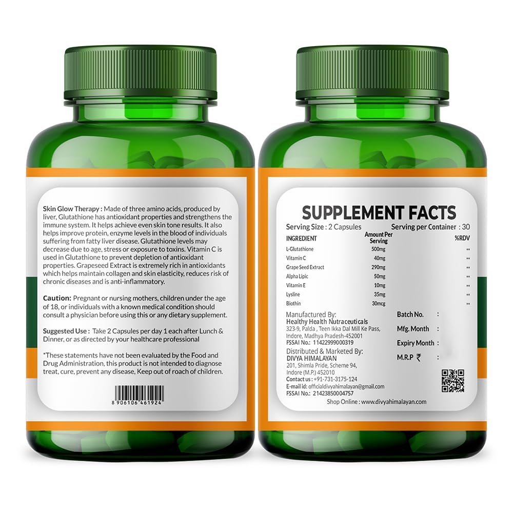 Divya Himalayan L-Glutathione 1000mg Capsules, 60 Count