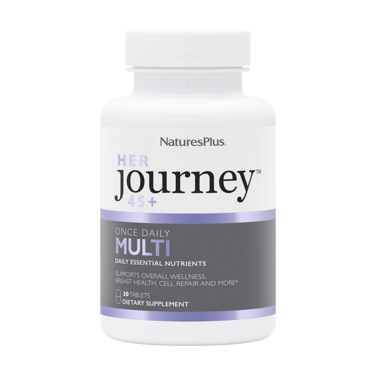 NaturesPlus Her Journey 45+ 30 Capsules - Once-Daily Multivitamin for Women - Supports Overall Wellness, Breast Health & Cell Repair - Non-GMO, Vegan