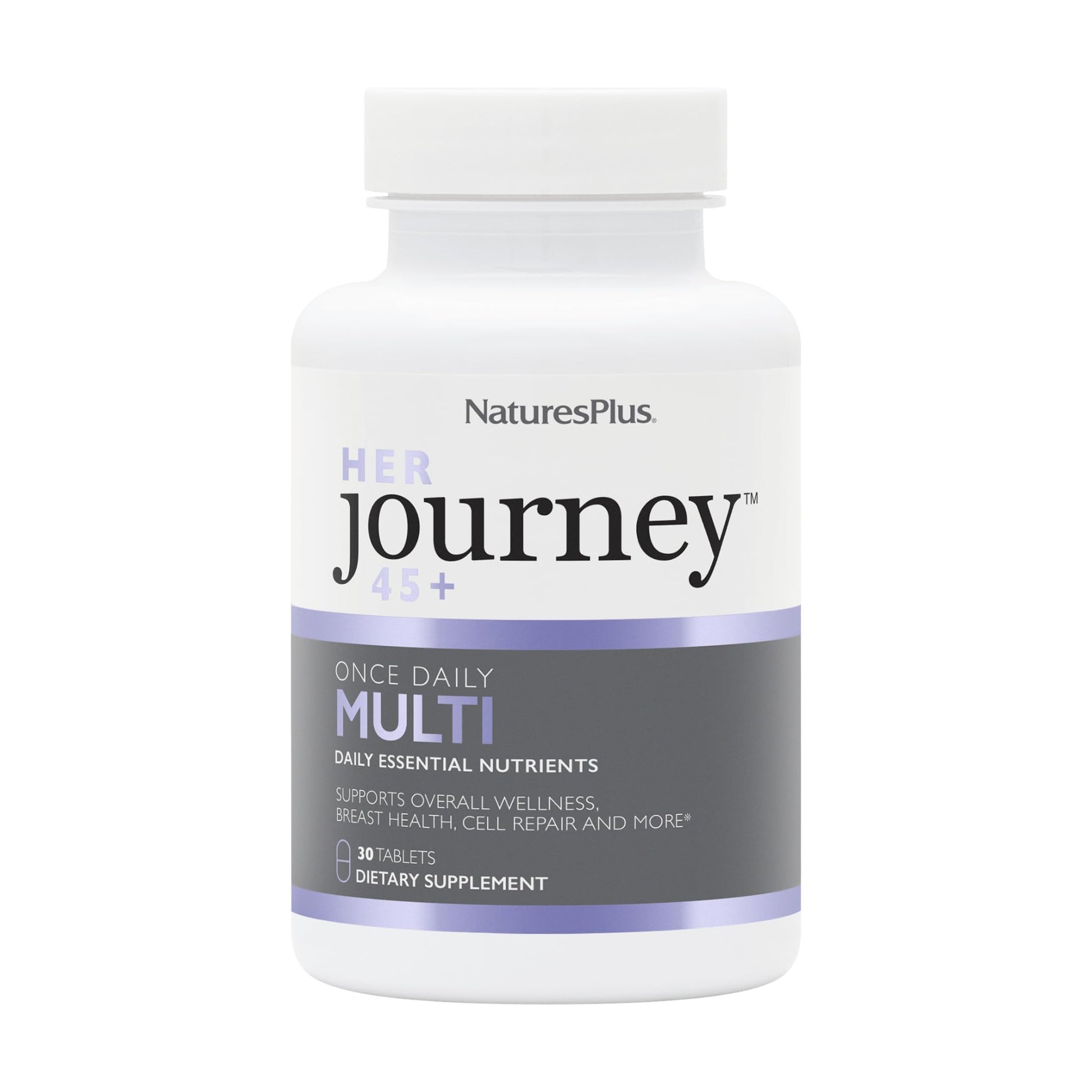 NaturesPlus Her Journey 45+ 30 Capsules - Once-Daily Multivitamin for Women - Supports Overall Wellness, Breast Health & Cell Repair - Non-GMO, Vegan