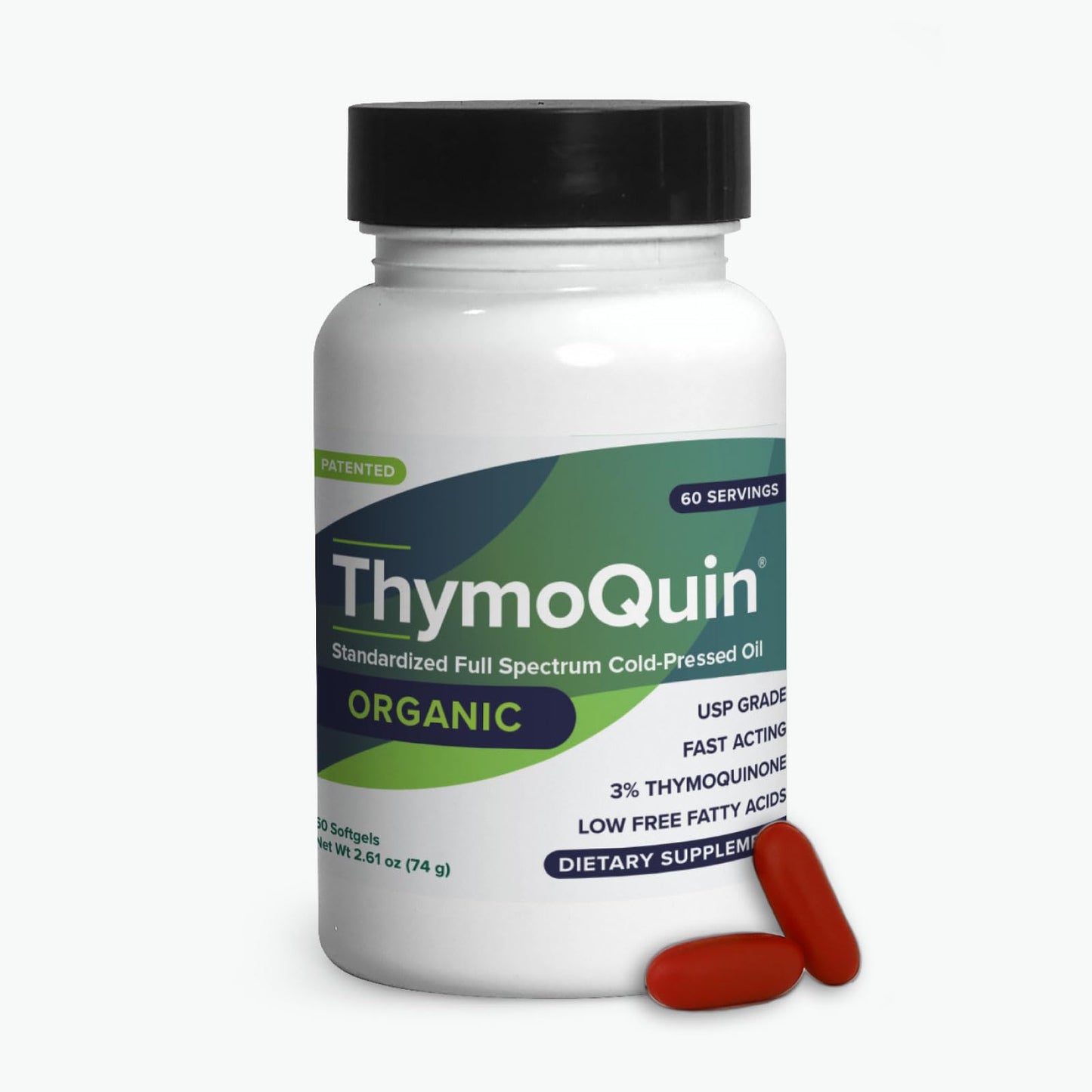 ThymoQuin Organic Cold-Pressed Black Seed Oil Softgels, 60 Count