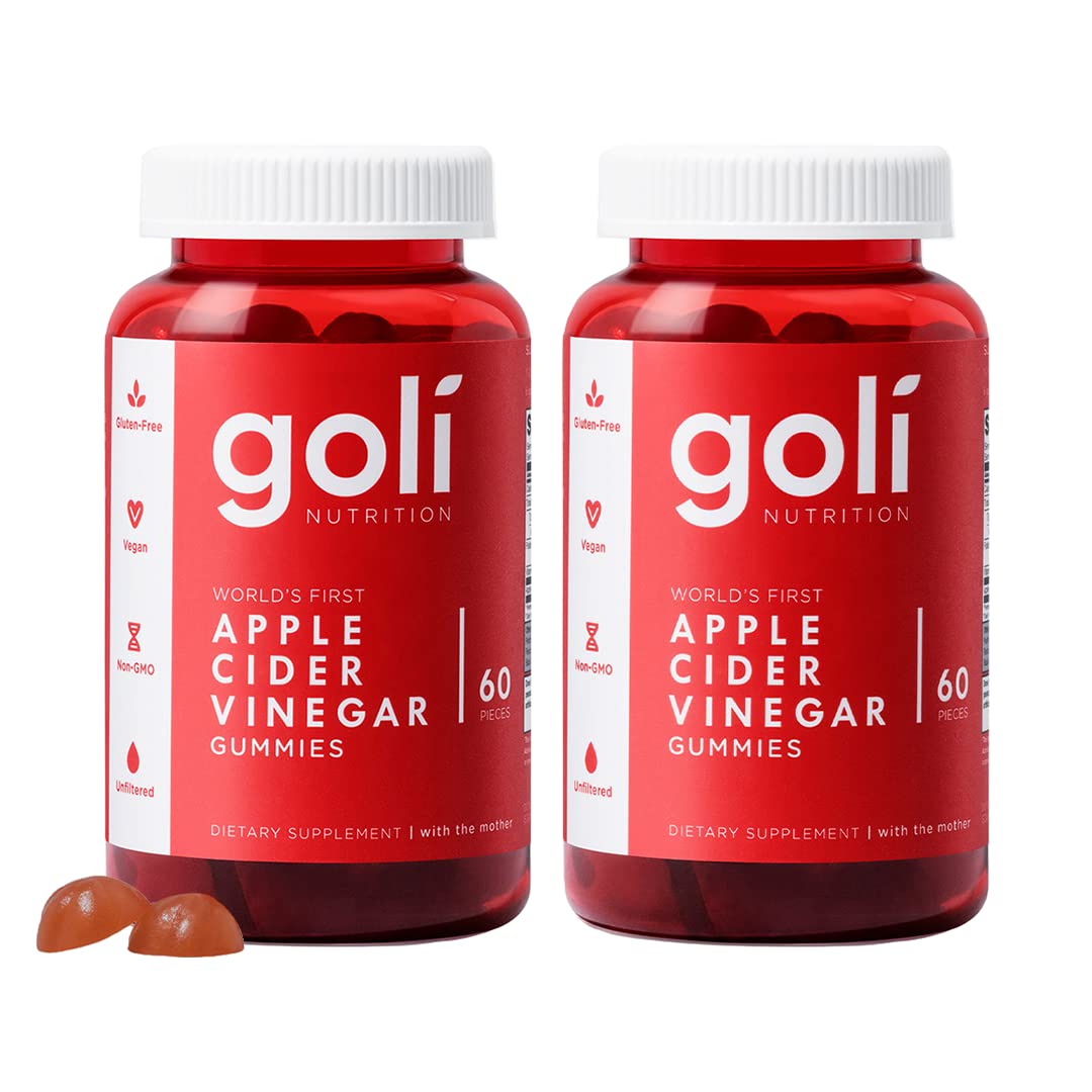 Goli Apple Cider Vinegar Gummies - Worlds First ACV Gummy with Vitamin B12, Beetroot & Pomegranate, Vegan, Non-GMO, Gluten-Free, 120 Count