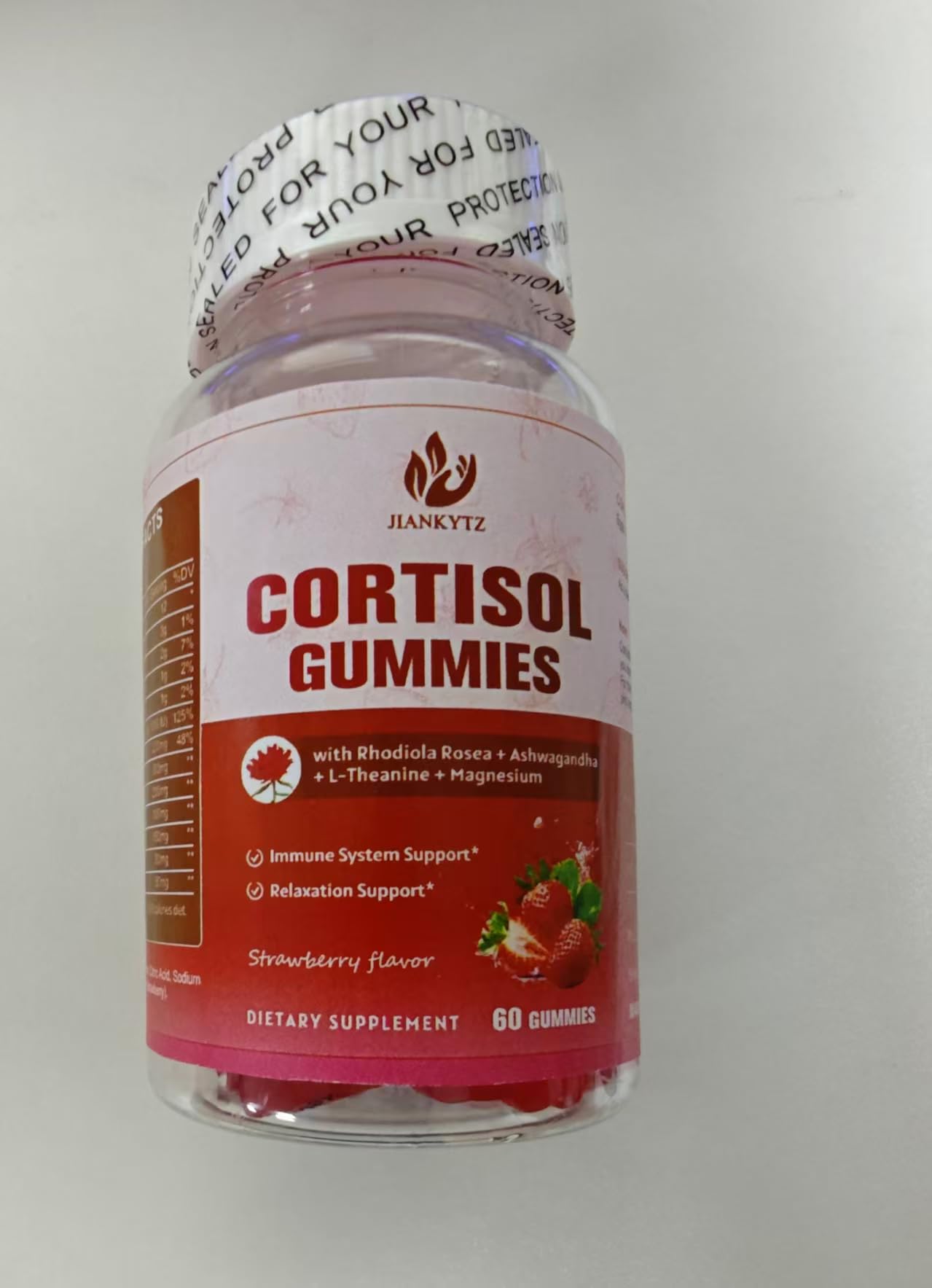 JIANKYTZ Cortisol Gummies for Women with Ashwagandha, Rhodiola Rosea, L-Theanine, Magnesium, Vitamin D3 for Zzz Support, Balanced Cortisol, Vegan, 60 Gummies