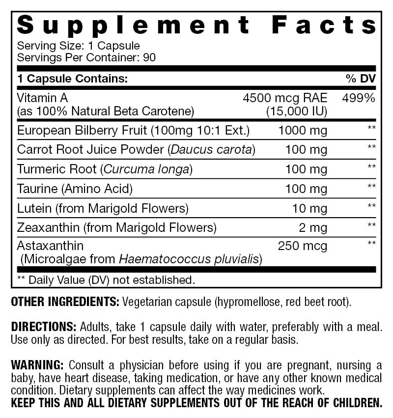 Fresh Start Vision Support with Lutein, Zeaxanthin, Bilberry & Astaxanthin – 90 Capsules