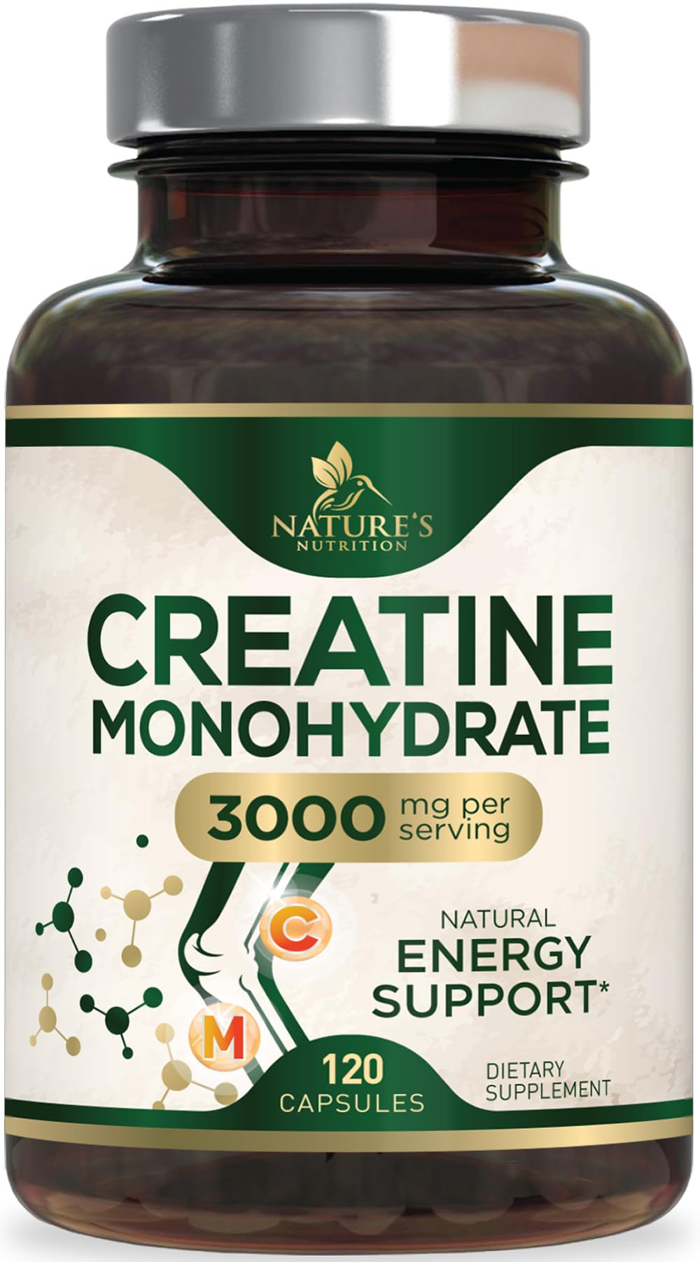Nature's Nutrition Creatine Monohydrate 3000mg Capsules 120 Capsules