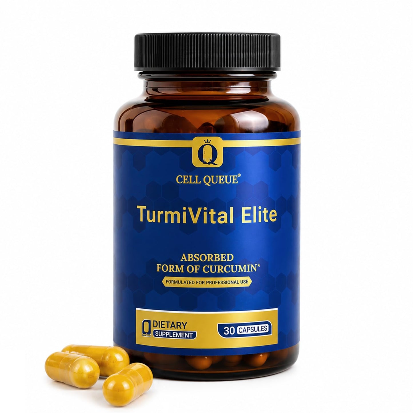 Cellqueue Turmeric Curcumin Supplement with TurmiPure Gold & Theracurmin – Dual Absorption Formula Capsules, 30 Count