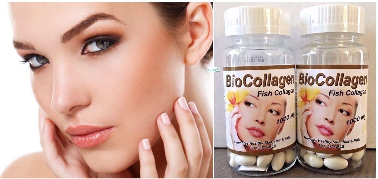 Generic Bio Collagen Hydrolyzed Collagen Softgels (1000 mg), BioCollagen with Elastin Antioxidant Cream 2 oz, Pack of 2
