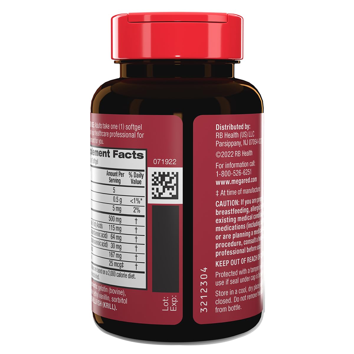 MegaRed Extra Strength 500mg Omega-3 Krill Oil Supplement with EPA/DHA, No Fishy Aftertaste Supports Heart Health Softgels 160