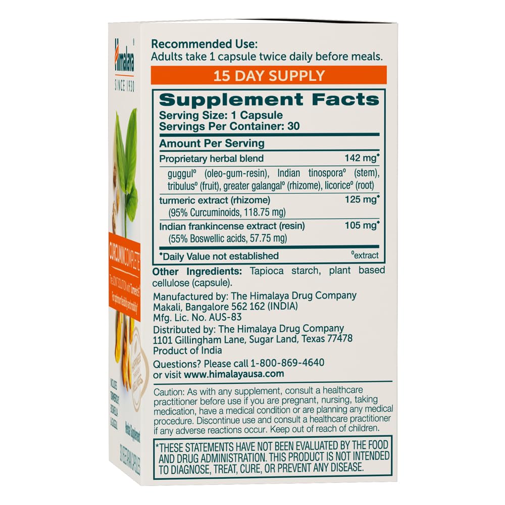 Himalaya Curcumin Complete Joint Support Supplement Capsules 30