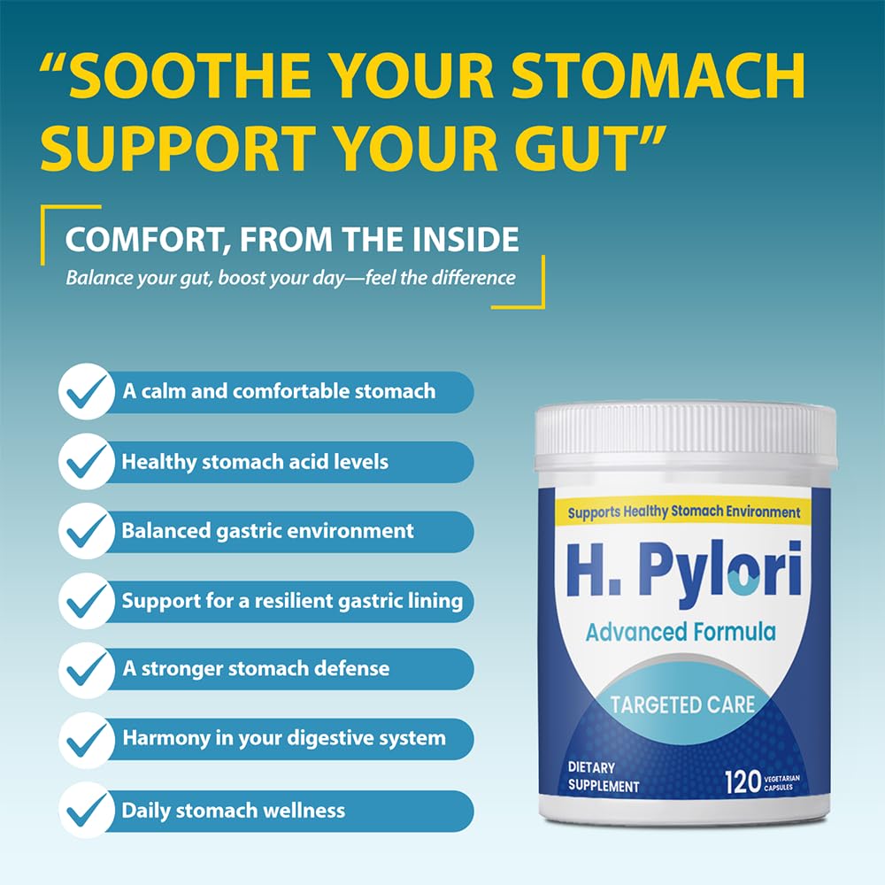SELCAVENTRA H. Pylori Capsules with 100 Billion CFU, Mastic Gum, Berberine, Lactobacillus Reuteri, Zinc Carnosine & Green Tea, 120 Capsules