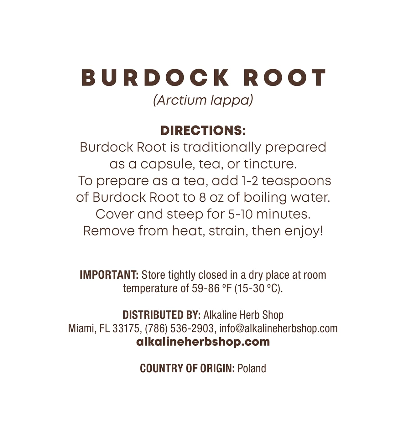 Alkaline Herb Shop Just Herbs Burdock Root Capsule 1 Count