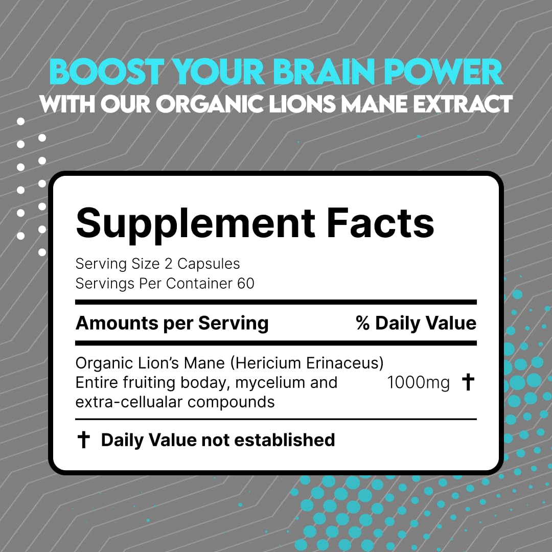 UTOYA Lions Mane Supplement Capsules, 120 Capsules