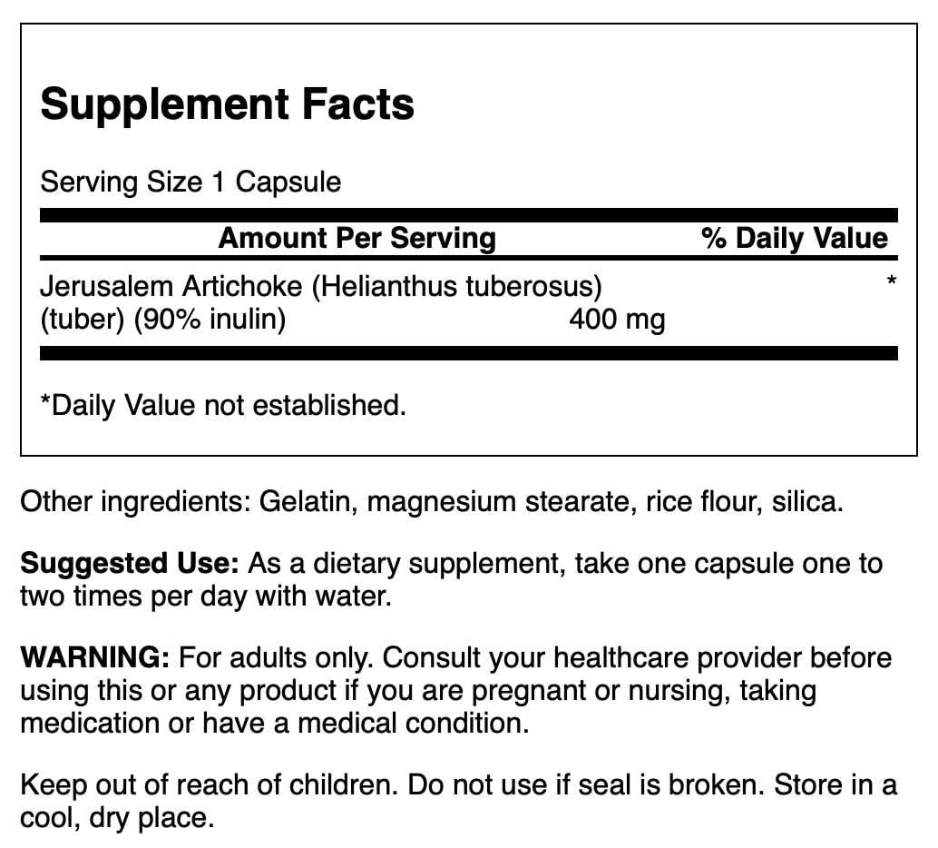 Swanson Full Spectrum Jerusalem Artichoke 400 Milligrams Capsules, 60 Count