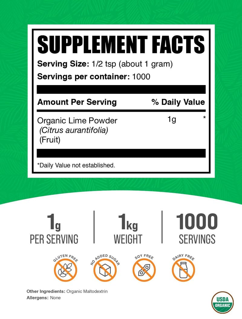 BulkSupplements Organic Lime Powder (Powder), 35.2 oz