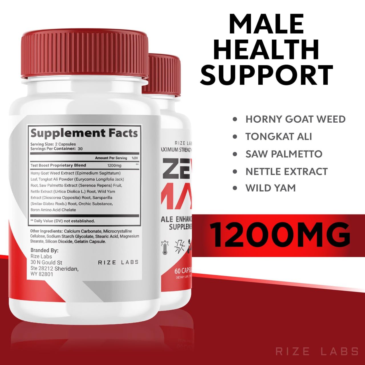 Rize Labs Size Max Capsules for Men, 60 Count