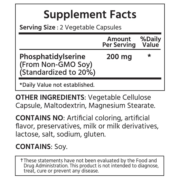ML Naturals Phosphatidyl Serine 200mg (Per Serving) Capsules, 240
