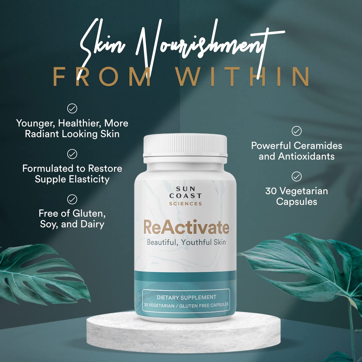Vitalifi Sun Coast Sciences - ReActivate Your Skin’s Beauty from Within, with Dr. Rosenberg’s Special Skin Health Formula Capsules, 30 Count