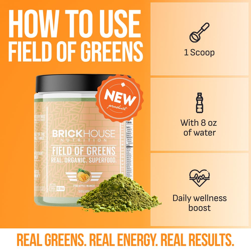 BRICKHOUSE NUTRITION Field of Greens Super Greens Powder, 12 oz