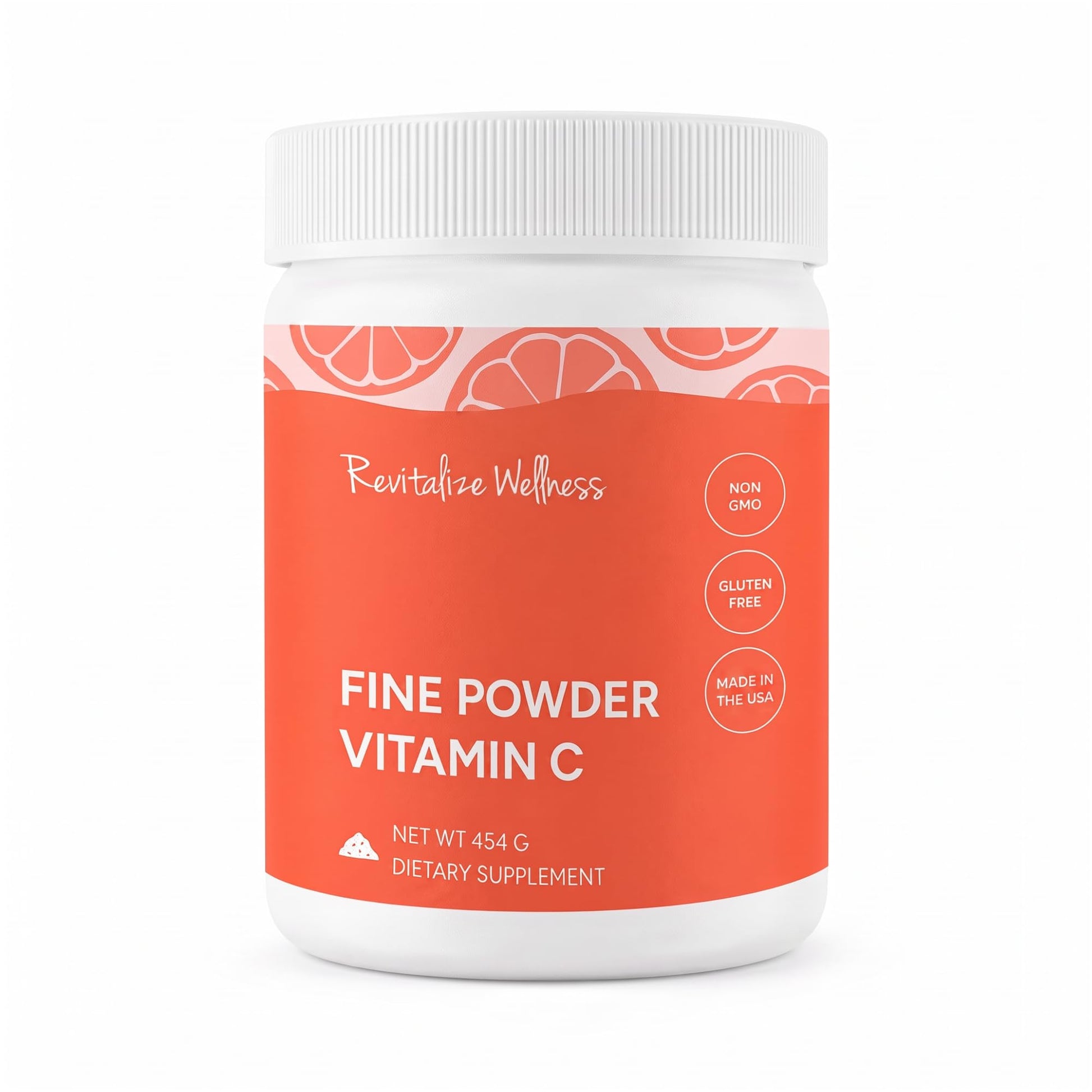 Revitalize Wellness Fine Powder Vitamin C as Ascorbic Acid, 16.01 oz, 1000 mg per Serving, 454 Servings per Bag