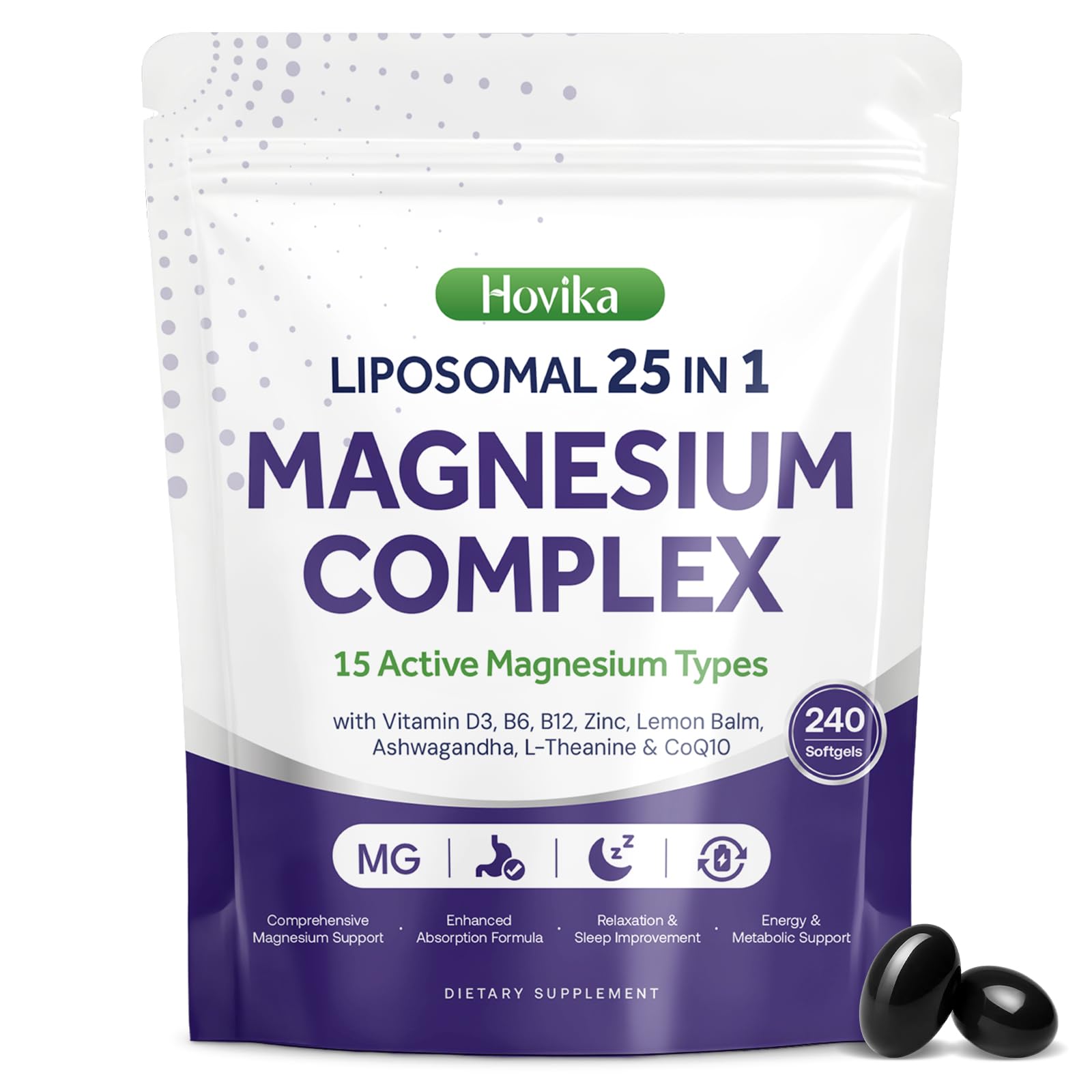 Hovika 25-in-1 Liposomal Magnesium Complex Softgels, 240 Count