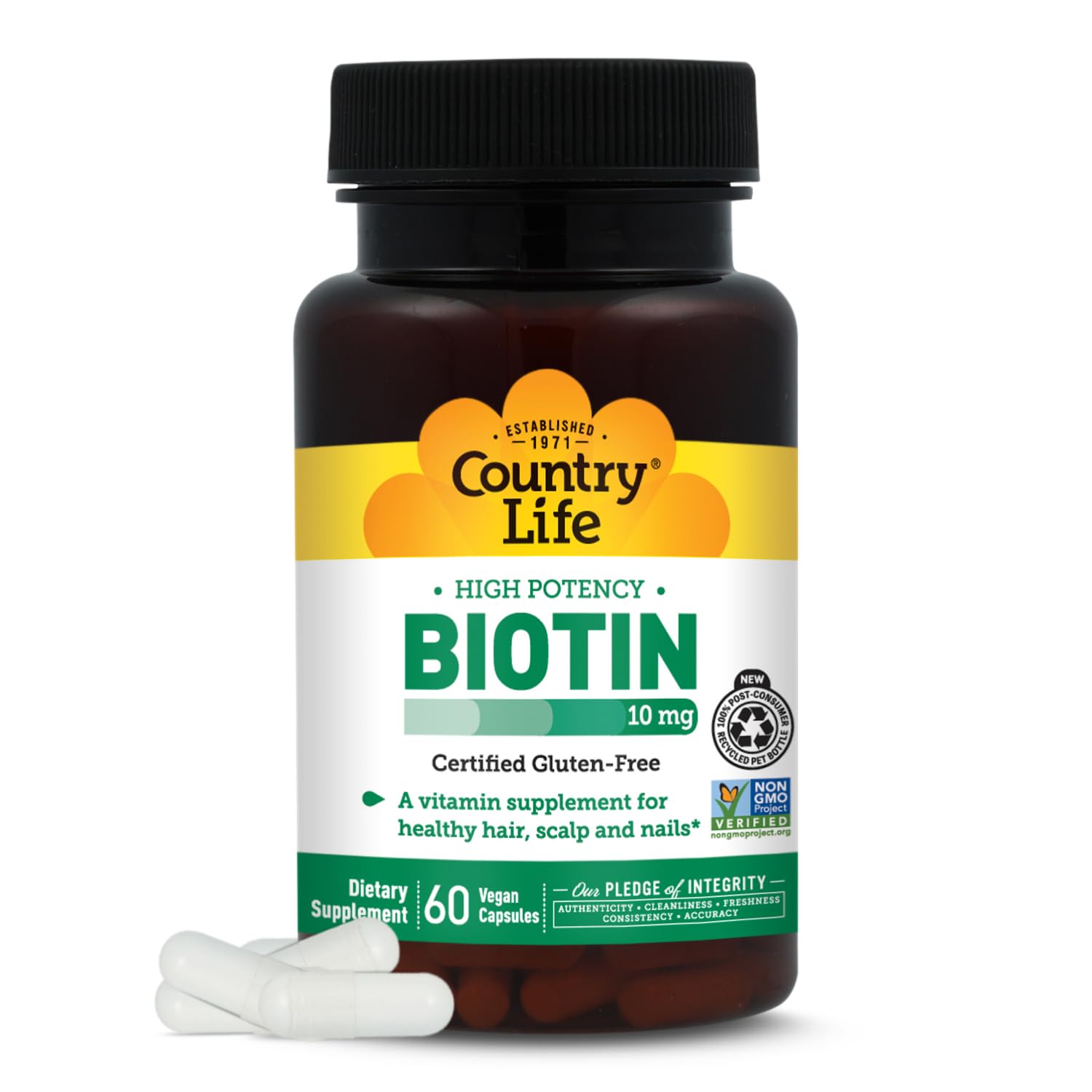 Country Life Biotin 10,000 mcg for Hair, Skin and Nails 60 Capsules