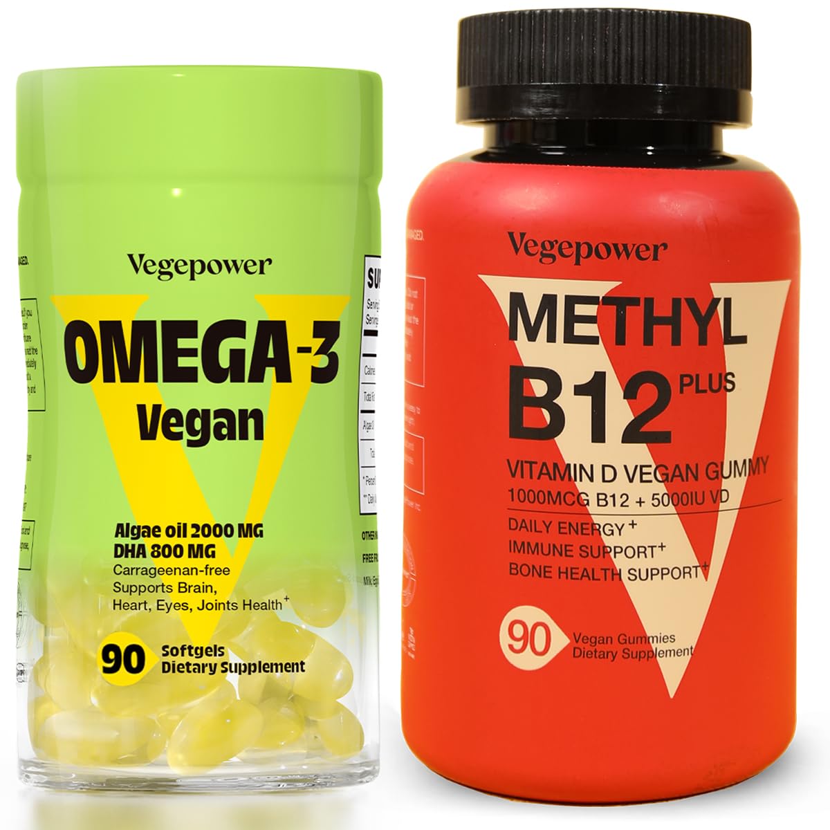VEGEPOWER Vegan Omega-3 + Vitamin B12 Gummy, 90 Count