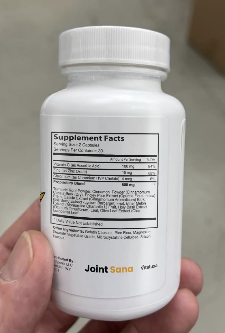 Vitaluxa Joint Sana Capsules, JointSana Advanced Formula Turmeric Curcuma Extra Strength, 60 Capsules