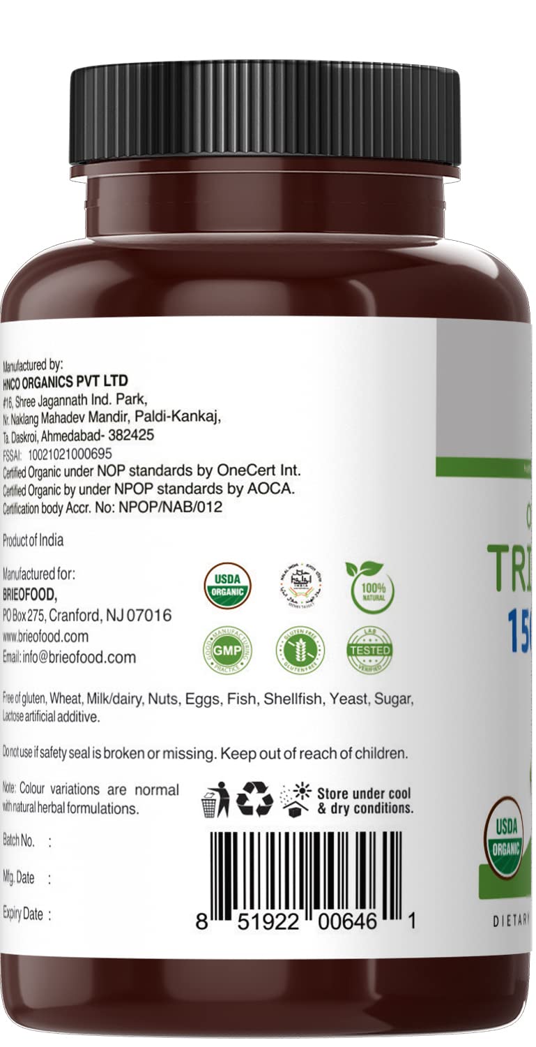 Brieofood Organic Tribulus 1500mg Tablet, 90 Count