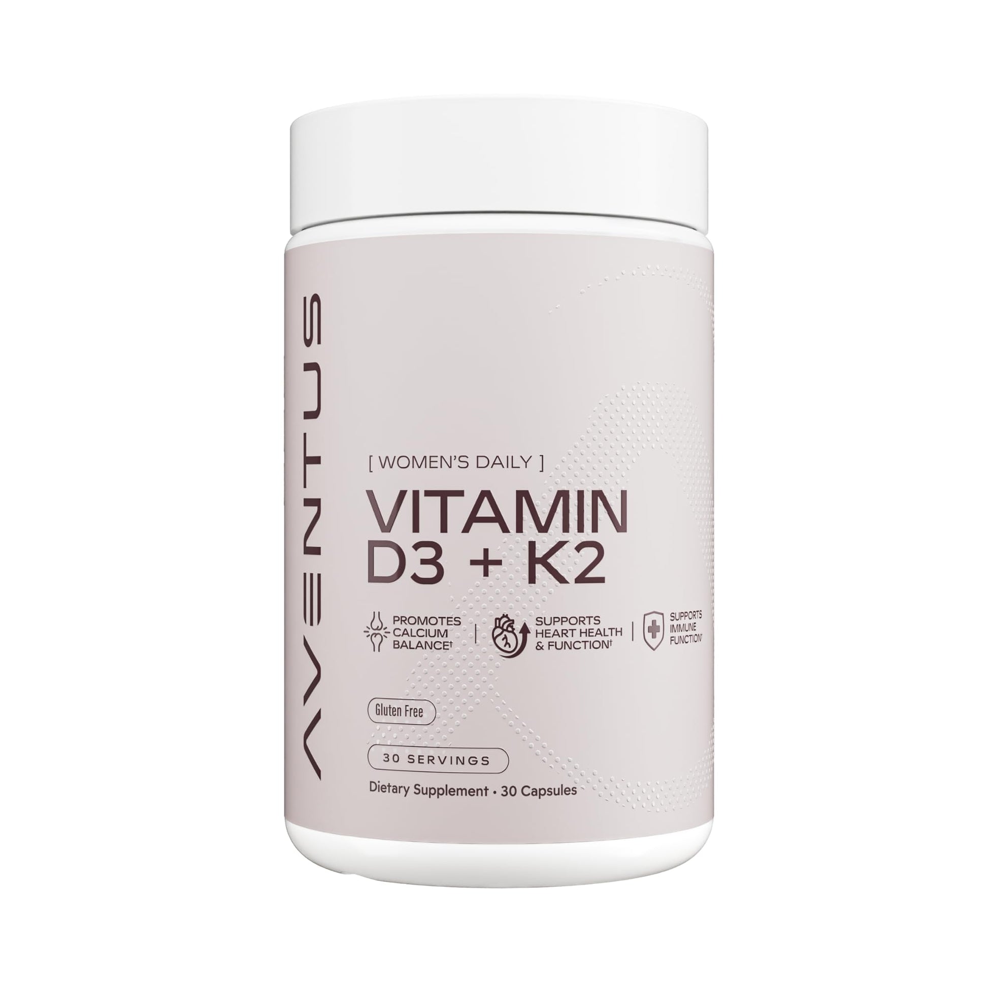 Aventus Women’s Daily Vitamin D3 + K2, 2,000 IU D3 & 100 mcg K2, 30 Capsules