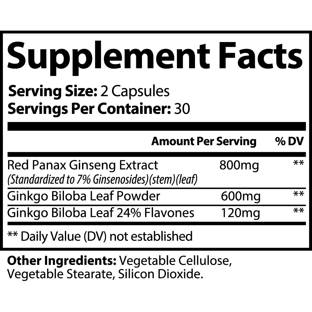 SoHeal Ginseng and Ginkgo Biloba Capsules 60 Count