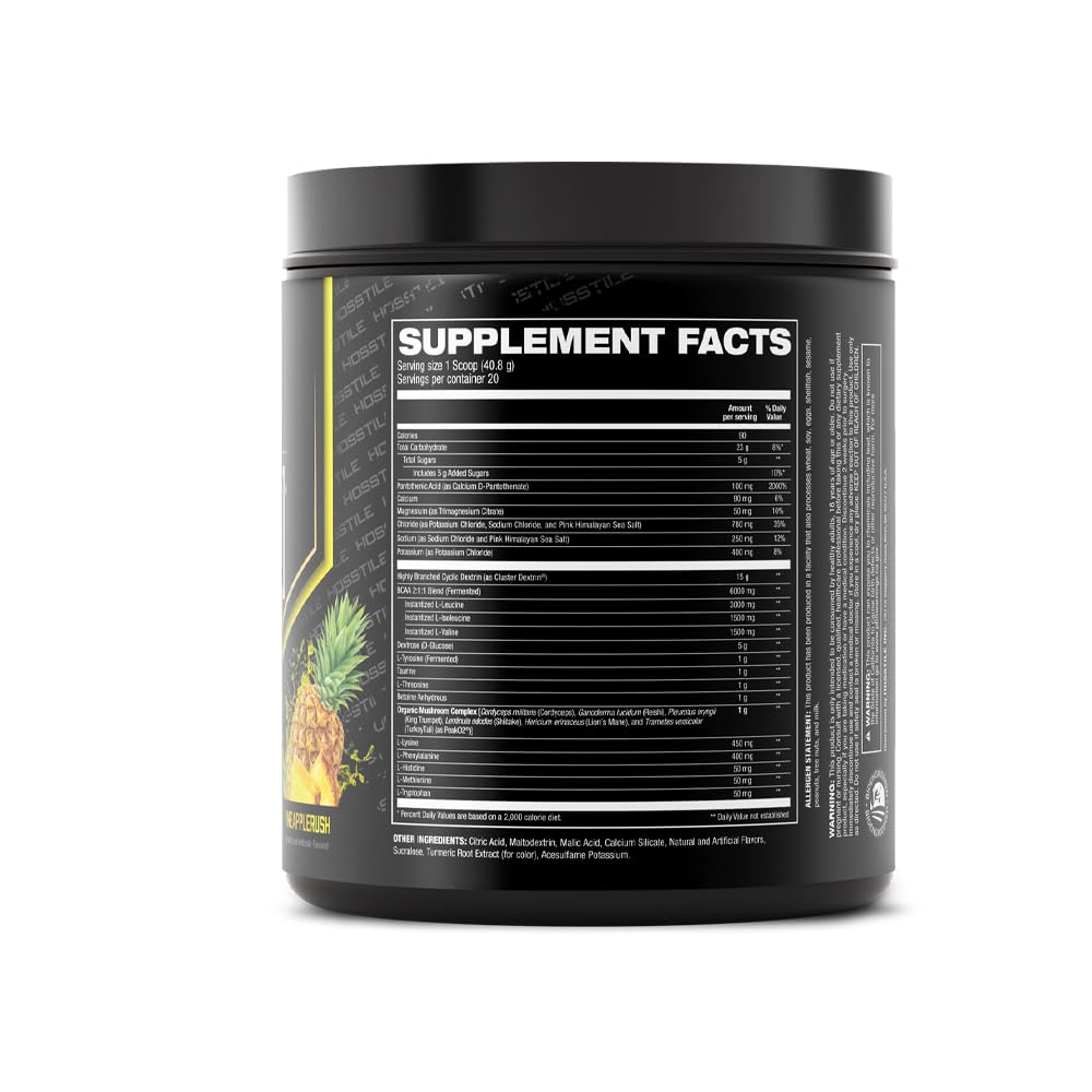 HOSSTILE Intra[R3] Intra Workout Powder EAA & BCAA Drink with Carbs, Pineapple Rush, 28 Servings