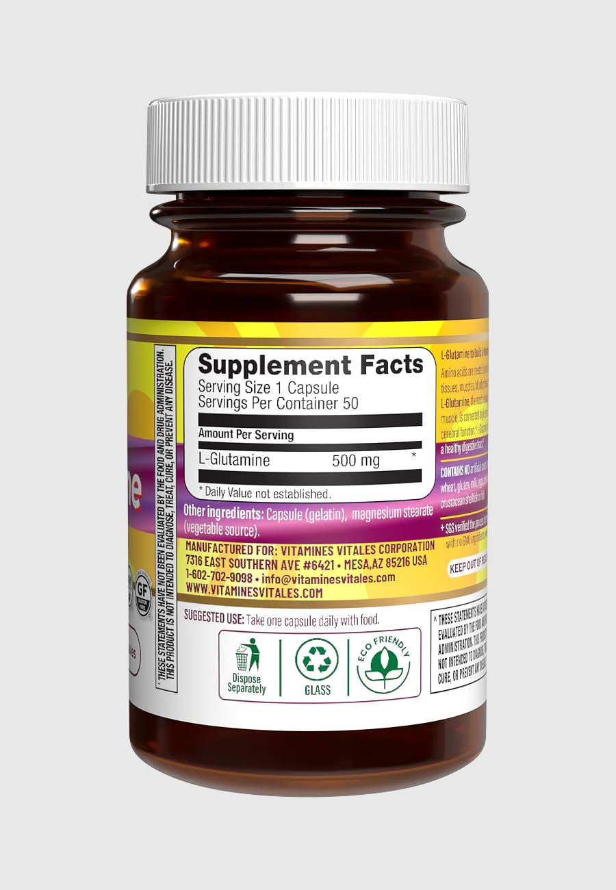 Vitamines Vitales L-Glutamine Capsule 50 Count
