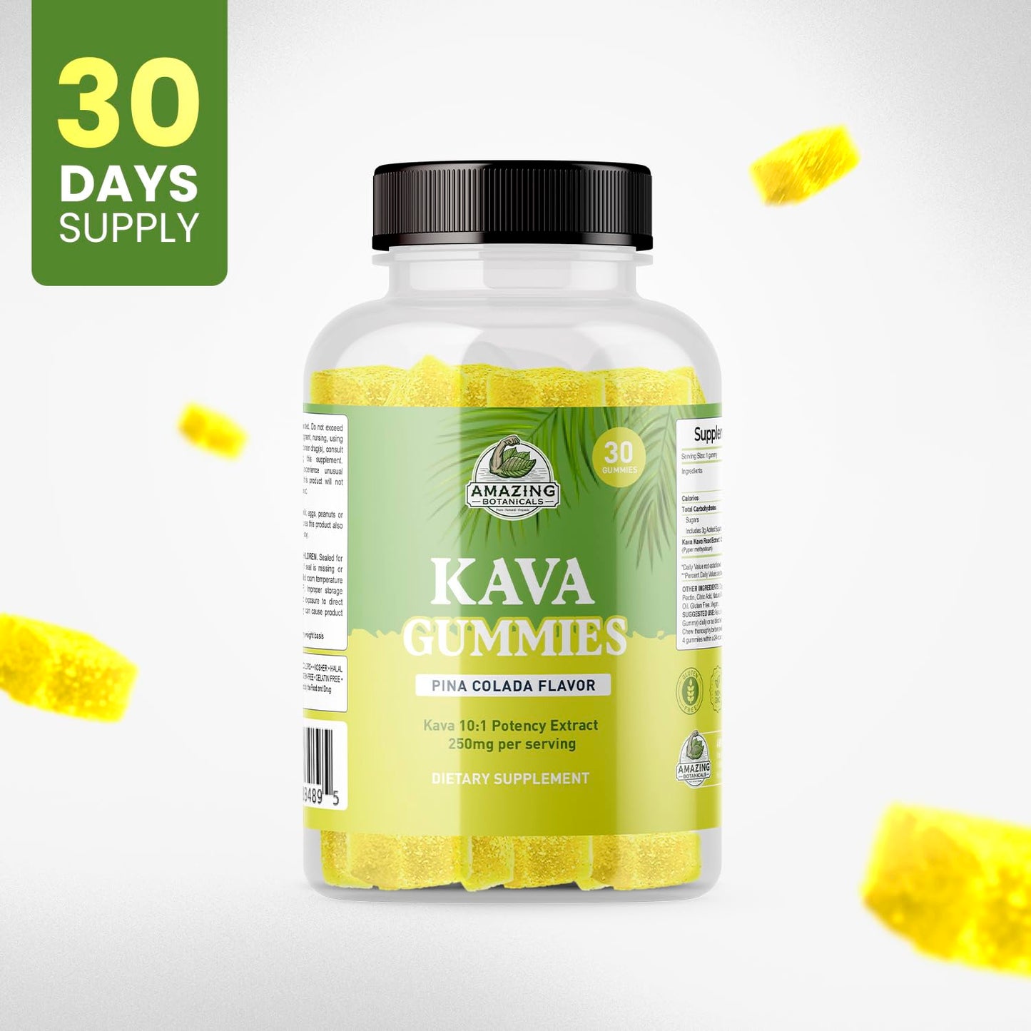 Amazing Botanicals Tropical Pina Colada Kava Gummies, 30 Count