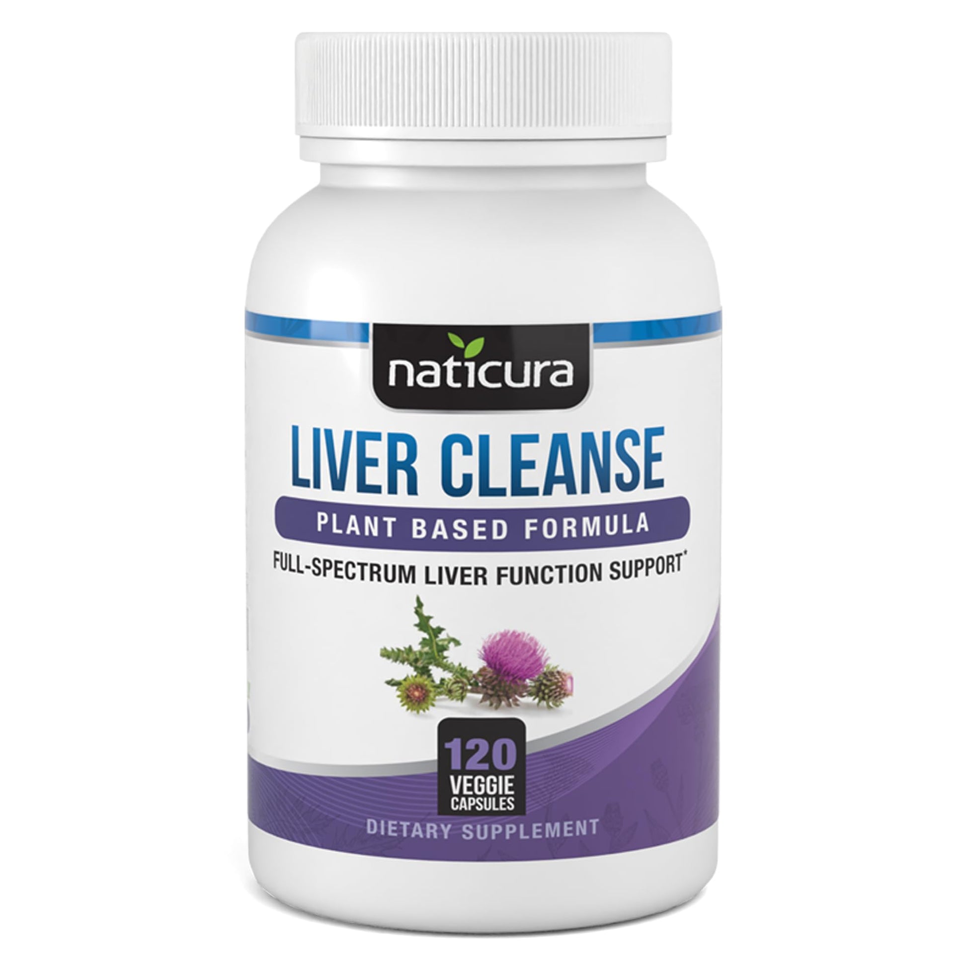 Naticura Liver Cleanse Plant-Based Formula - Vegan Full Spectrum Milk Thistle, Vitamin C and Zinc for Liver Function and Immune Support, 120 Capsules