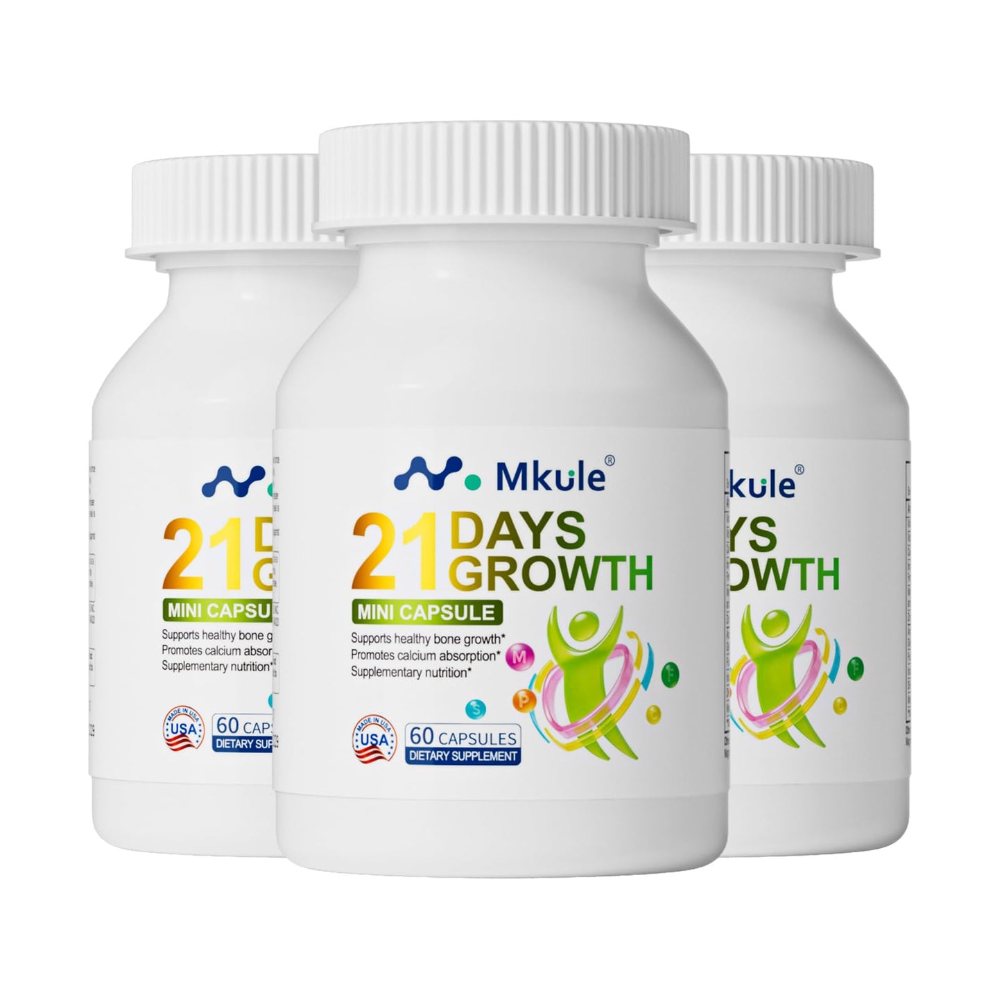 Mkule 21 Days Growth Mini Capsules Height Growth Supplement for Kids & Teens (Ages 6-13), 180 Capsules