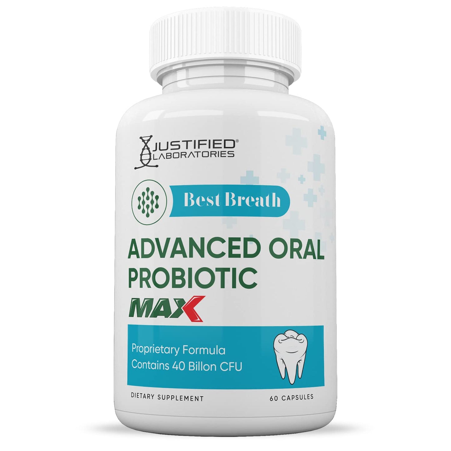 Justified Laboratories Best Breath Max 40 Billion CFU Probiotic Oral Support 60 Capsules