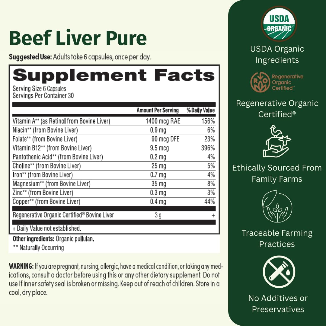 EarthFirst Organic Beef Liver Pure 180 Capsules