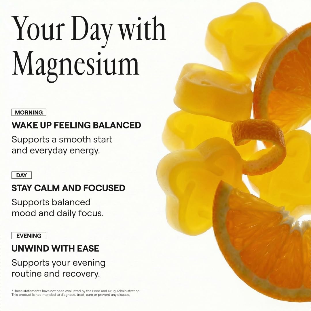 ARQ8 LONGEVITY Magnesium Gummies 200 mg per Serving, Magnesium Glycinate & Malate with Vitamin C, Sugar-Free, Vegan, for Men & Women, 60 Gummies