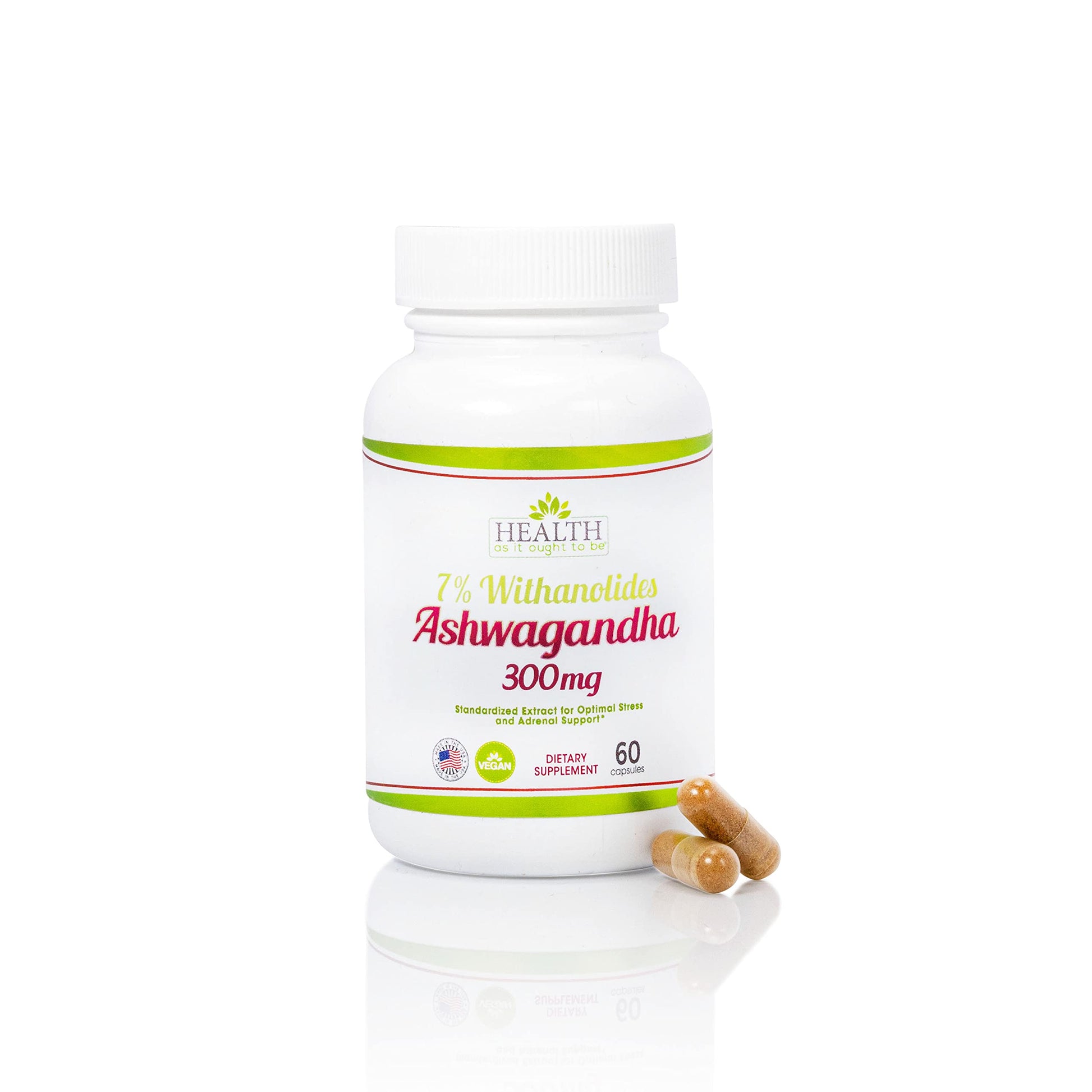 Health As It Ought To Be Ashwagandha 7% 300mg Adaptogen, 60 Capsules
