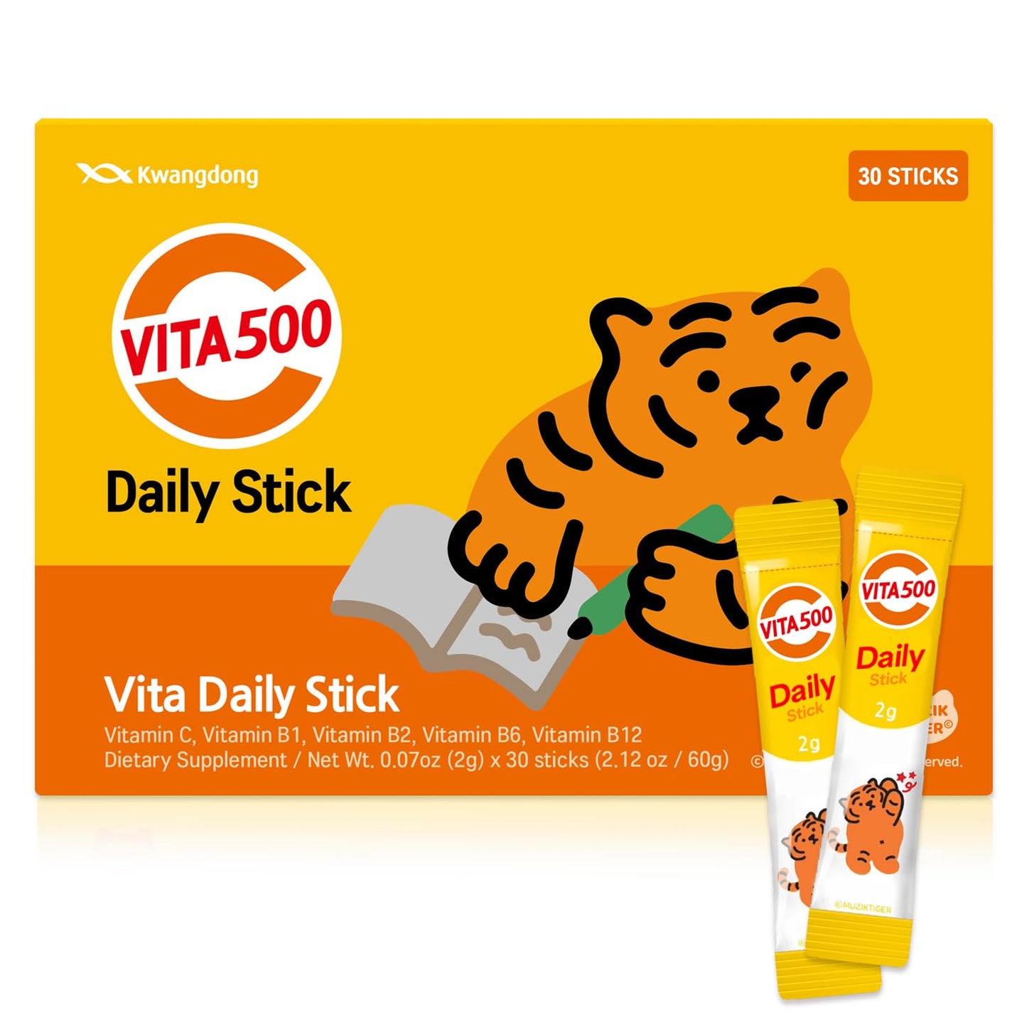 KWANGDONG Vita500 Multivitamin Powder Daily Stick Gummy, 30 Gummies