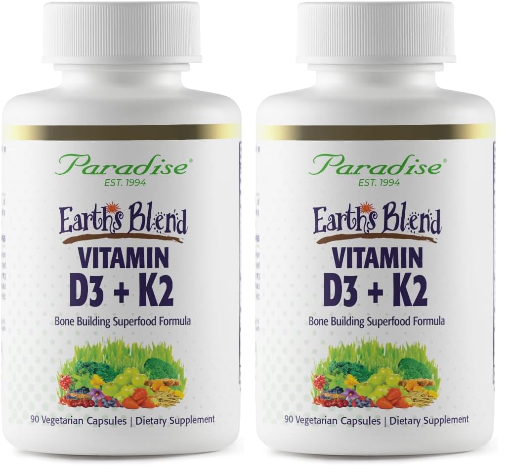 Paradise Herbs Earth's Blend Vitamin D3 + K2 Capsules, 180 Count