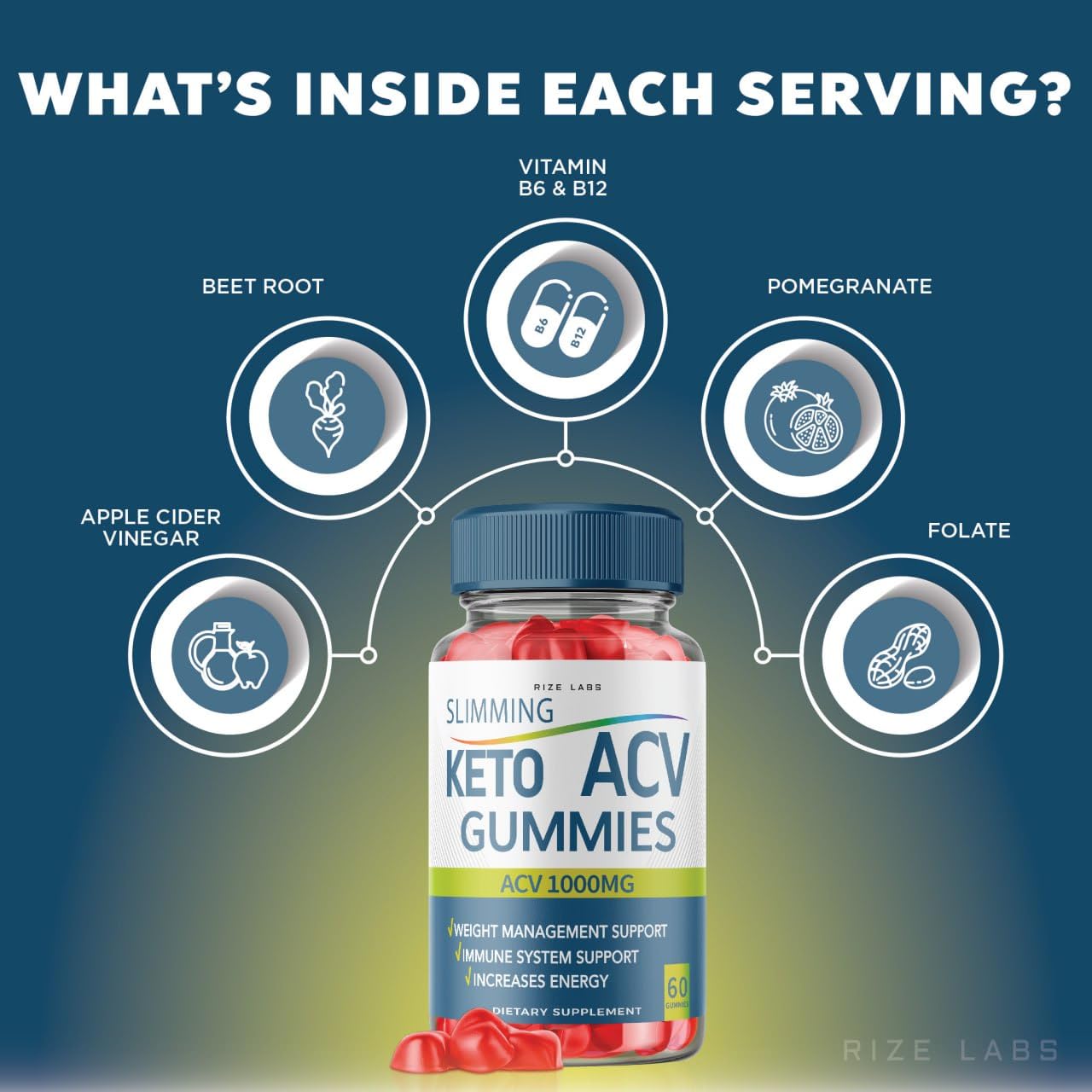Rize Labs Slimming Keto ACV Gummies for Advanced Weight Loss with Apple Cider Vinegar, 180 Gummies